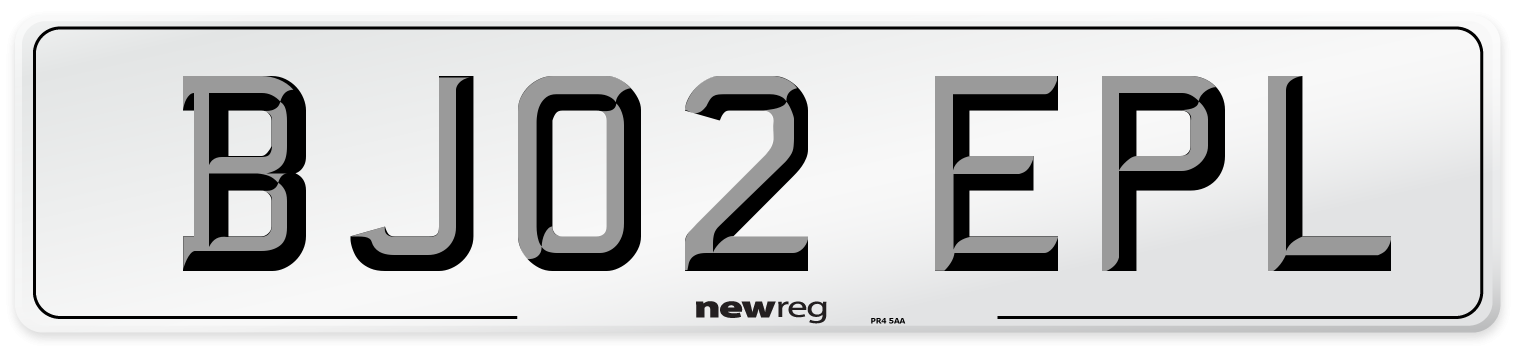 BJ02 EPL Number Plate from New Reg